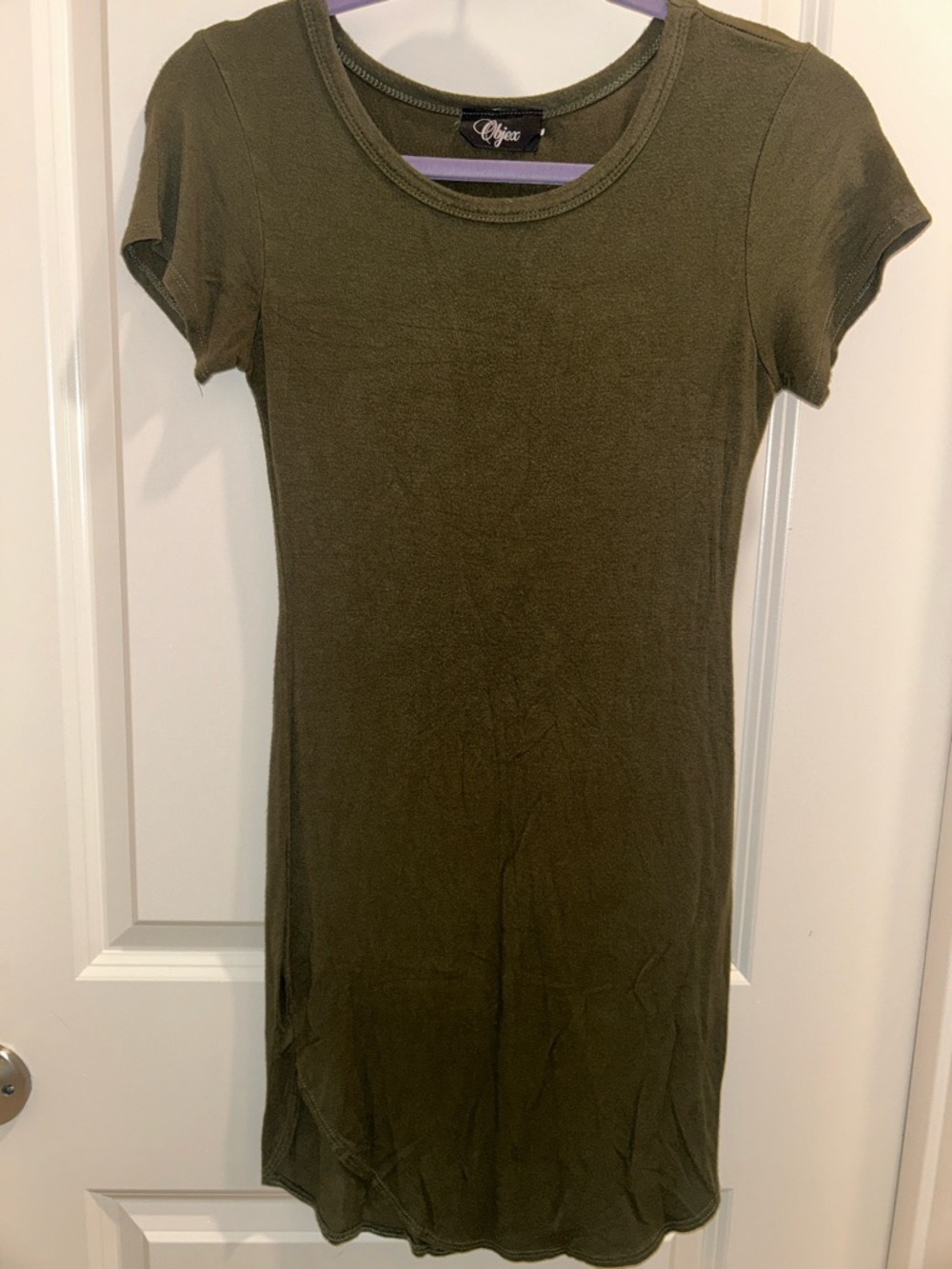 Olive Green Short Sleeve Tee Dress